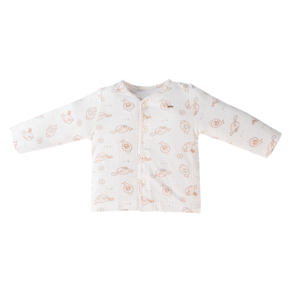 Set 2 áo sơ sinh cài giữa tay dài Animo Easy KV0724003 (0-9M,Trắng-HT Cá)