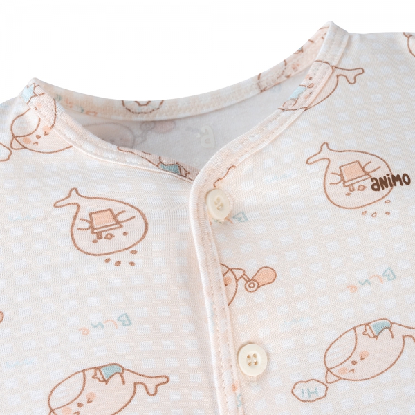 Set 2 áo sơ sinh cài giữa tay dài Animo Easy KV0724003 (0-9M,Trắng-HT Cá)