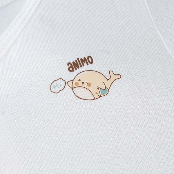 Set 2 áo sơ sinh cài giữa tay dài Animo Easy KV0724003 (0-9M,Trắng-HT Cá)