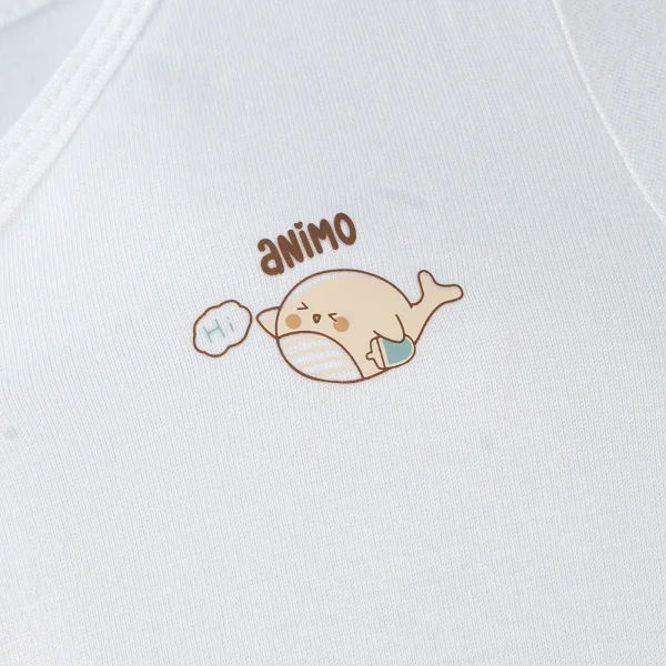 Set 2 áo sơ sinh cài giữa tay dài Animo Easy KV0724003 (0-9M,Trắng-HT Cá)
