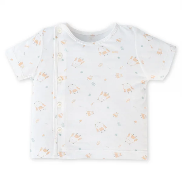 Set 2 áo sơ sinh cài chéo tay ngắn Animo Easy KV0724002 (NB-9M,Trắng-HT Chim non)