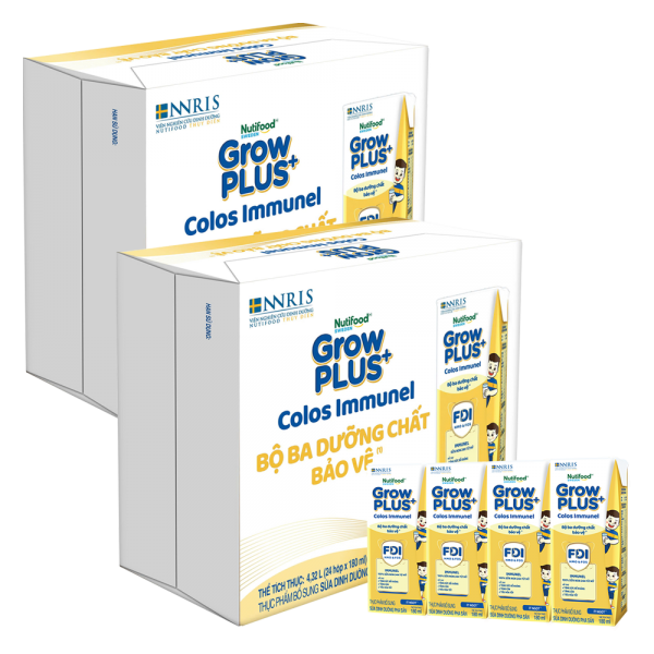 2 Thùng Sữa dinh dưỡng pha sẵn GrowPLUS+ Colos Immunel 180ml, lốc 4 hộp (Từ 1 tuổi)