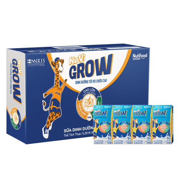 Thùng Sữa dinh dưỡng pha sẵn Nuvi Grow 110ml, lốc 4 hộp (Từ 1 tuổi)