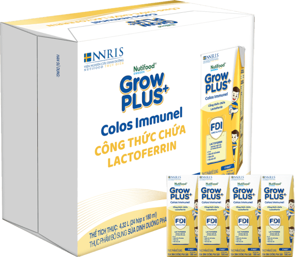 Thùng Sữa dinh dưỡng pha sẵn GrowPLUS+ Colos Immunel 180ml, lốc 4 hộp (Từ 1 tuổi)