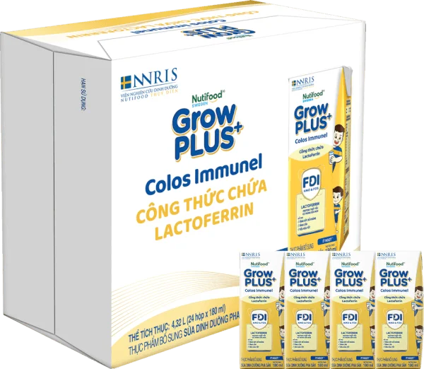 Thùng Sữa dinh dưỡng pha sẵn GrowPLUS+ Colos Immunel 180ml, lốc 4 hộp (Từ 1 tuổi)