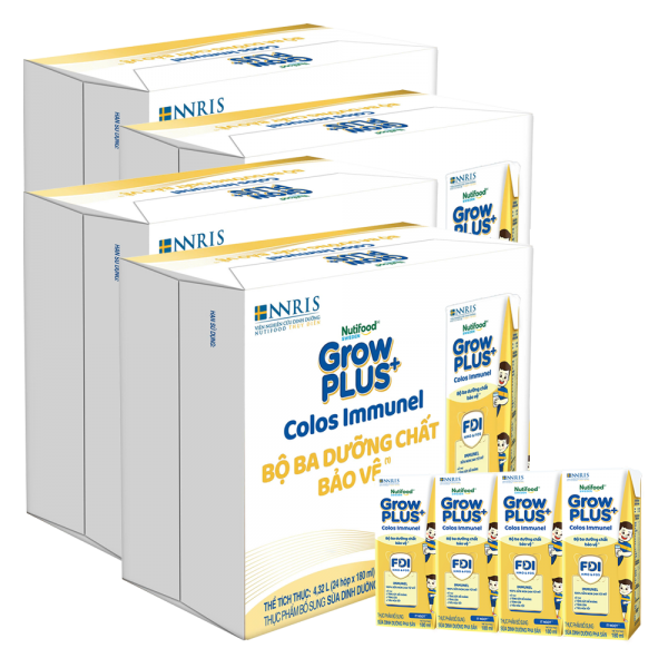 4 Thùng Sữa dinh dưỡng pha sẵn GrowPLUS+ Colos Immunel 180ml, lốc 4 hộp (Từ 1 tuổi)