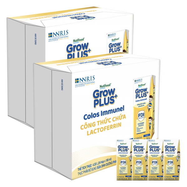 4 Thùng Sữa dinh dưỡng pha sẵn GrowPLUS+ Colos Immunel 180ml, lốc 4 hộp (Từ 1 tuổi)