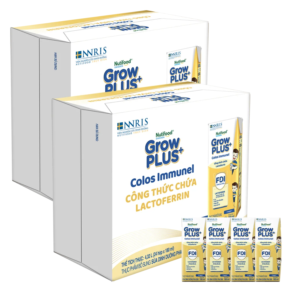 4 Thùng Sữa dinh dưỡng pha sẵn GrowPLUS+ Colos Immunel 180ml, lốc 4 hộp (Từ 1 tuổi)