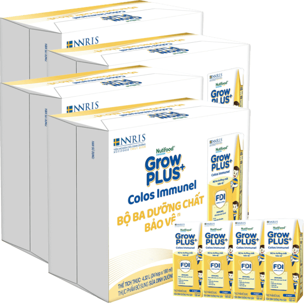 4 Thùng Sữa dinh dưỡng pha sẵn GrowPLUS+ Colos Immunel 180ml, lốc 4 hộp (Từ 1 tuổi)