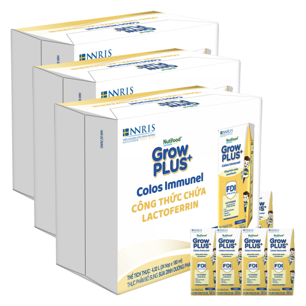 Combo 3 Thùng Sữa GrowPLUS+ Colos Immunel 180ml, 36 lốc (3 thùng 12 lốc hoặc 6 thùng 6 lốc)