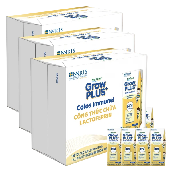 Combo 3 Thùng Sữa GrowPLUS+ Colos Immunel 180ml, 36 lốc (3 thùng 12 lốc hoặc 6 thùng 6 lốc)