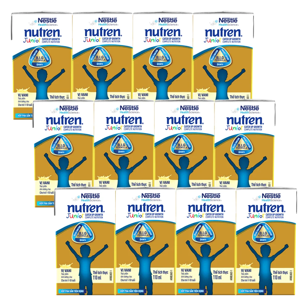 Combo 3 lốc Thực phẩm dinh dưỡng y học Nutren Junior 110ml (1 -10 tuổi) (Lốc 4 hộp)