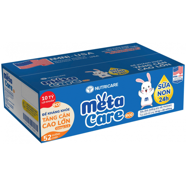 Thùng Sữa dinh dưỡng pha sẵn MetaCare Eco 180ml, Lốc 4 hộp (Từ 1 tuổi)