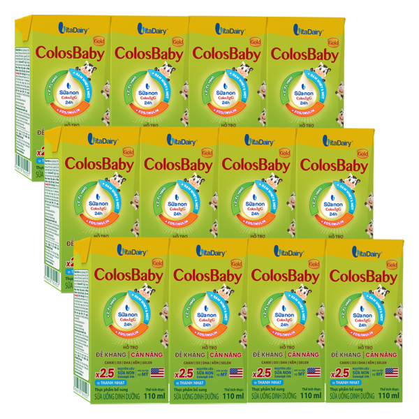 Combo 3 lốc Sữa uống dinh dưỡng Colosbaby 110ml, lốc 4 hộp (tr&ecirc;n 1 tuổi)