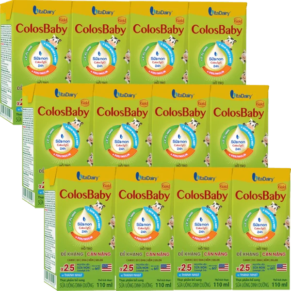 Combo 3 lốc Sữa uống dinh dưỡng Colosbaby 110ml, lốc 4 hộp (trên 1 tuổi)