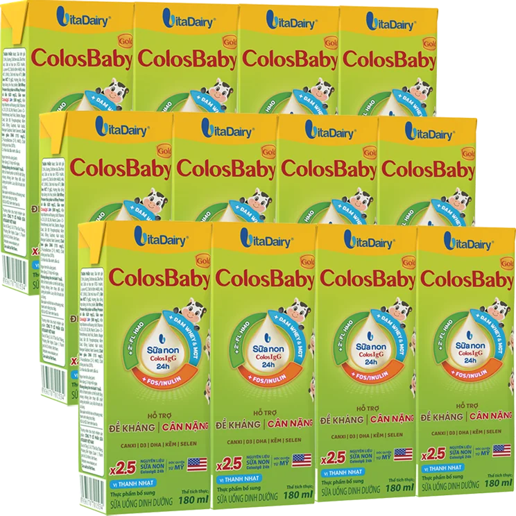 Combo 3 lốc Sữa bột pha sẵn Colosbaby 180ml (lốc 4 hộp)