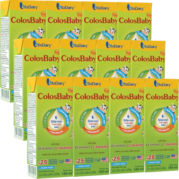 Combo 3 lốc Sữa bột pha sẵn Colosbaby 180ml (lốc 4 hộp)