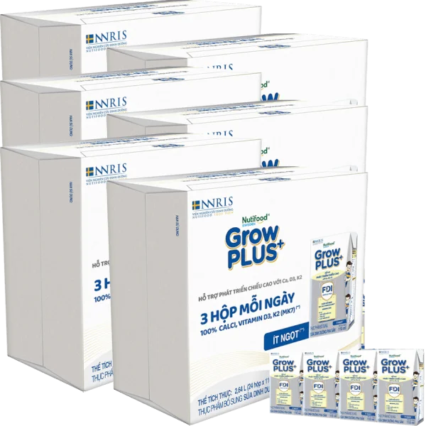 6 Thùng Sữa dinh dưỡng pha sẵn GrowPLUS+ (Bạc) 110ml, lốc 4 hộp (Từ 1 tuổi)
