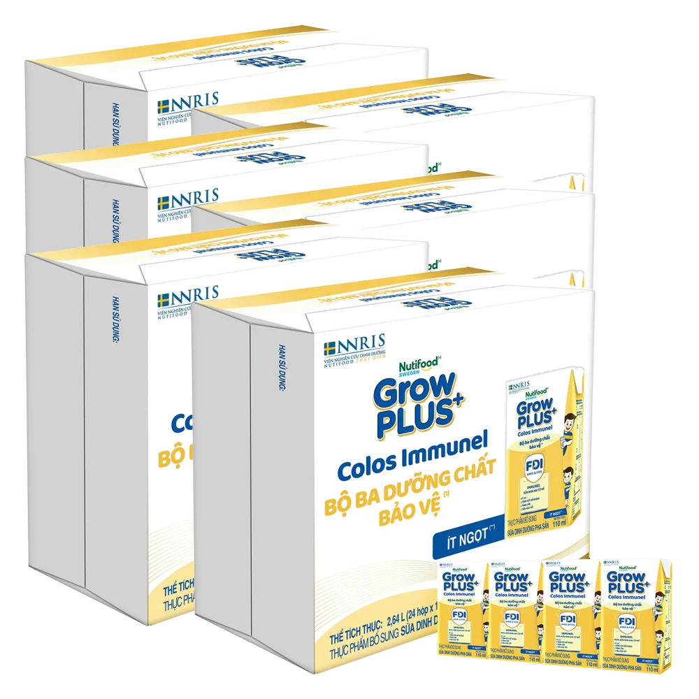 6 Thùng Sữa dinh dưỡng pha sẵn GrowPLUS+ Colos Immunel 110ml, lốc 4 hộp (Từ 1 tuổi)