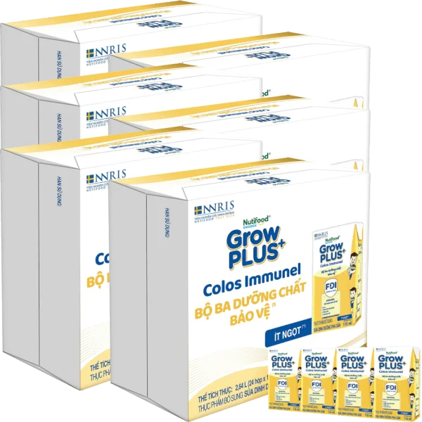 6 Thùng Sữa dinh dưỡng pha sẵn GrowPLUS+ Colos Immunel 110ml, lốc 4 hộp (Từ 1 tuổi)