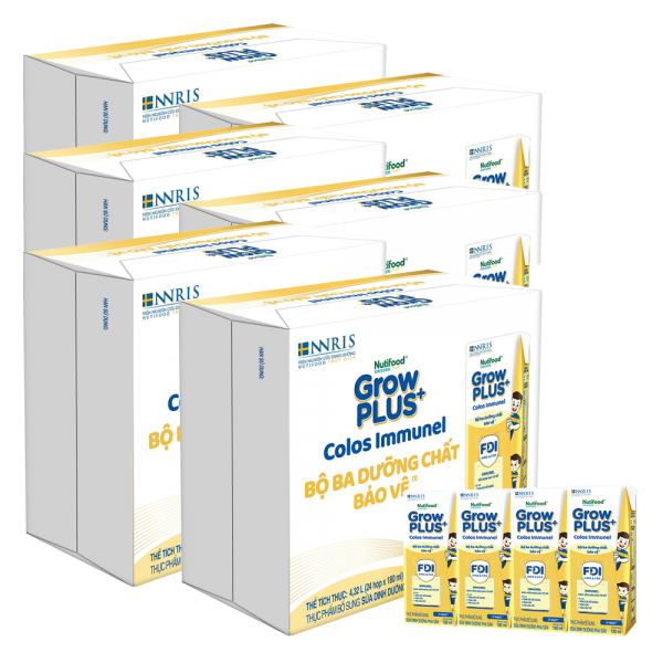 6 Thùng Sữa dinh dưỡng pha sẵn GrowPLUS+ Colos Immunel 180ml, lốc 4 hộp (Từ 1 tuổi)