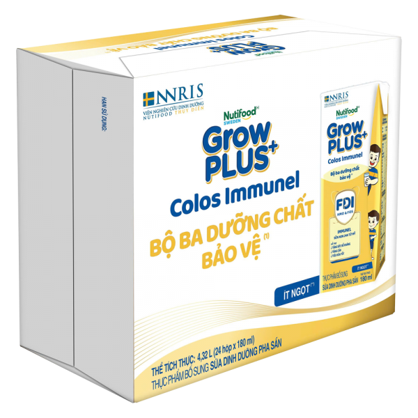 Combo 3 Thùng Sữa dinh dưỡng pha sẵn GrowPLUS+ Colos Immunel 180ml, lốc 4 hộp (Từ 1 tuổi)