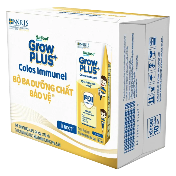 Combo 3 Thùng Sữa dinh dưỡng pha sẵn GrowPLUS+ Colos Immunel 180ml, lốc 4 hộp (Từ 1 tuổi)