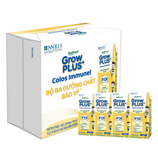 Combo 3 Thùng Sữa dinh dưỡng pha sẵn GrowPLUS+ Colos Immunel 180ml, lốc 4 hộp (Từ 1 tuổi)
