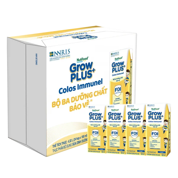 Combo 3 Thùng Sữa dinh dưỡng pha sẵn GrowPLUS+ Colos Immunel 180ml, lốc 4 hộp (Từ 1 tuổi)