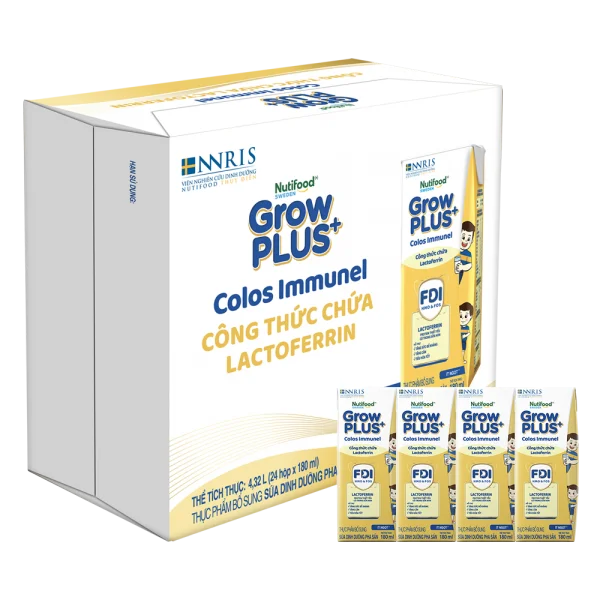 Combo 3 Thùng Sữa dinh dưỡng pha sẵn GrowPLUS+ Colos Immunel 180ml, lốc 4 hộp (Từ 1 tuổi)