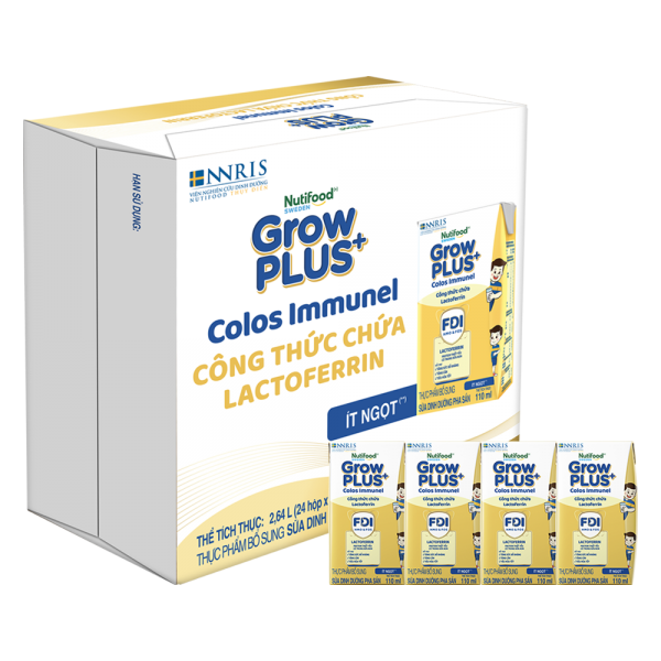 Thùng Sữa dinh dưỡng pha sẵn GrowPLUS+ Colos Immunel 110ml, lốc 4 hộp (Từ 1 tuổi)