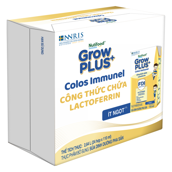 Combo 3 Thùng Sữa dinh dưỡng pha sẵn GrowPLUS+ Colos Immunel 110ml, lốc 4 hộp (Từ 1 tuổi)