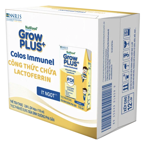 Combo 3 Thùng Sữa dinh dưỡng pha sẵn GrowPLUS+ Colos Immunel 110ml, lốc 4 hộp (Từ 1 tuổi)