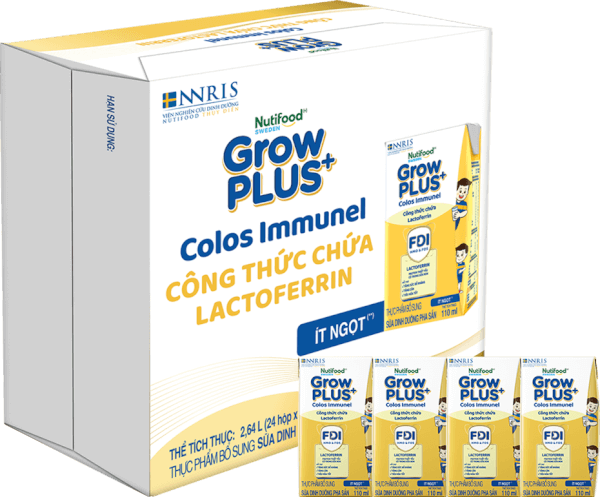 Thùng Sữa dinh dưỡng pha sẵn GrowPLUS+ Colos Immunel 110ml, lốc 4 hộp (Từ 1 tuổi)