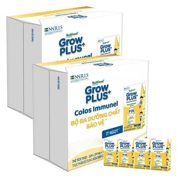 2 Thùng Sữa dinh dưỡng pha sẵn GrowPLUS+ Colos Immunel 110ml, lốc 4 hộp (Từ 1 tuổi)