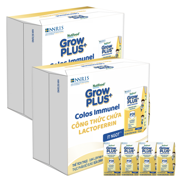 2 Thùng Sữa dinh dưỡng pha sẵn GrowPLUS+ Colos Immunel 110ml, lốc 4 hộp (Từ 1 tuổi)