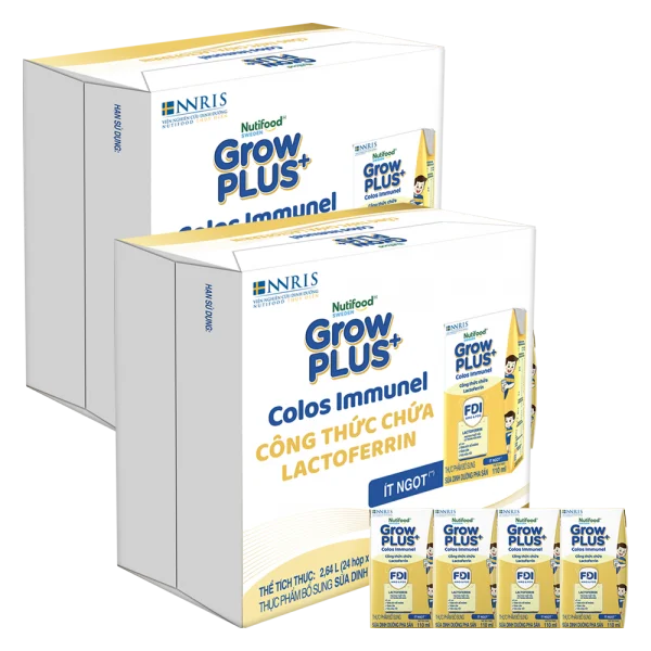2 Thùng Sữa dinh dưỡng pha sẵn GrowPLUS+ Colos Immunel 110ml, lốc 4 hộp (Từ 1 tuổi)