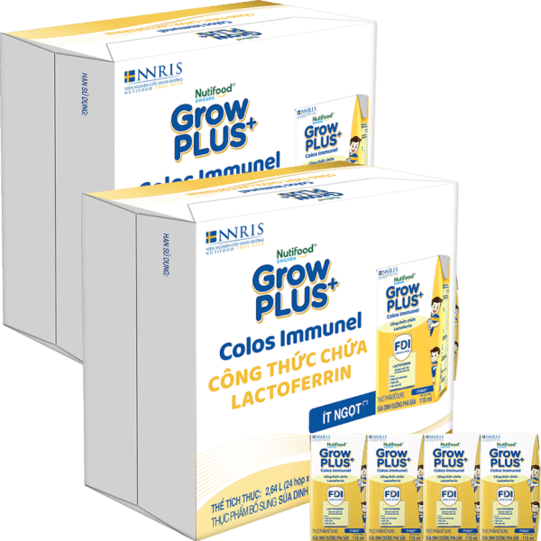 2 Thùng Sữa dinh dưỡng pha sẵn GrowPLUS+ Colos Immunel 110ml, lốc 4 hộp (Từ 1 tuổi)