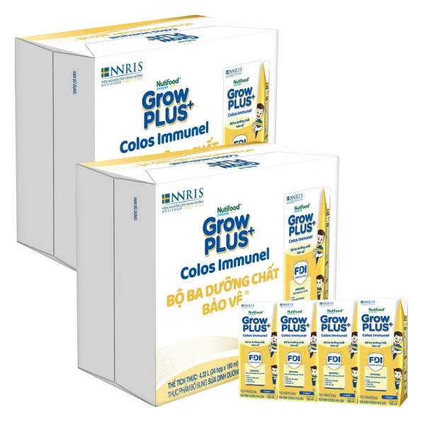 2 Thùng Sữa dinh dưỡng pha sẵn GrowPLUS+ Colos Immunel 180ml, lốc 4 hộp (Từ 1 tuổi)