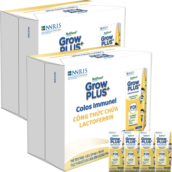 2 Thùng Sữa dinh dưỡng pha sẵn GrowPLUS+ Colos Immunel 180ml, lốc 4 hộp (Từ 1 tuổi)