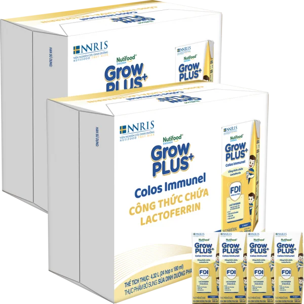 2 Thùng Sữa dinh dưỡng pha sẵn GrowPLUS+ Colos Immunel 180ml, lốc 4 hộp (Từ 1 tuổi)