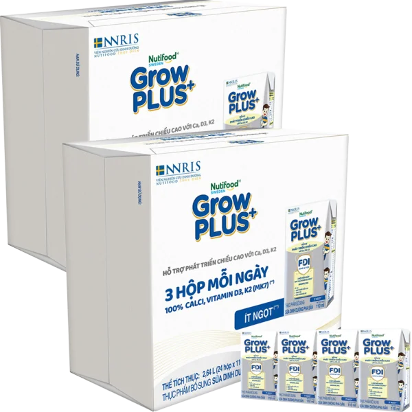 2 Thùng Sữa dinh dưỡng pha sẵn GrowPLUS+ (Bạc) 110ml, lốc 4 hộp (Từ 1 tuổi)