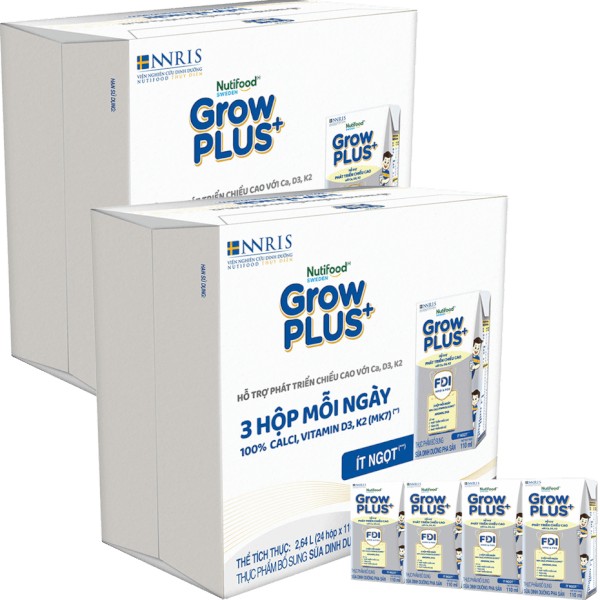 2 Thùng Sữa dinh dưỡng pha sẵn GrowPLUS+ (Bạc) 110ml, lốc 4 hộp (Từ 1 tuổi)