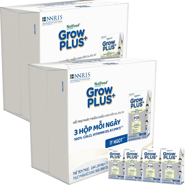 2 Thùng Sữa dinh dưỡng pha sẵn GrowPLUS+ (Bạc) 110ml, lốc 4 hộp (Từ 1 tuổi)