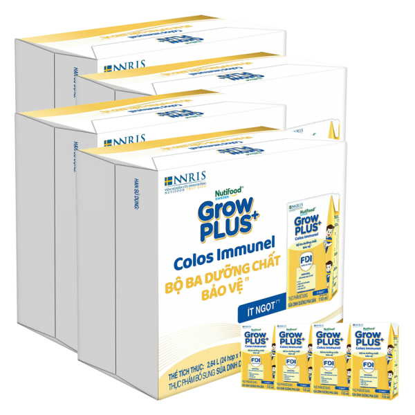 4 Thùng Sữa dinh dưỡng pha sẵn GrowPLUS+ Colos Immunel 110ml, lốc 4 hộp (Từ 1 tuổi)