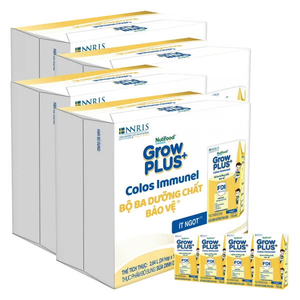 4 Thùng Sữa dinh dưỡng pha sẵn GrowPLUS+ Colos Immunel 110ml, lốc 4 hộp (Từ 1 tuổi)