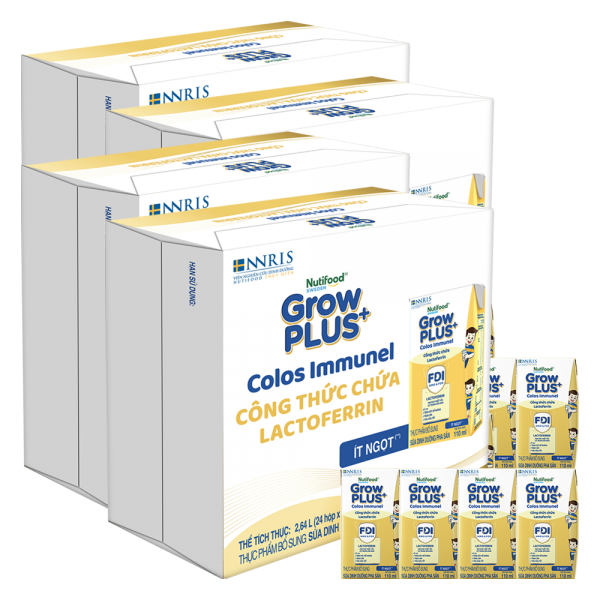 4 Thùng Sữa dinh dưỡng pha sẵn GrowPLUS+ Colos Immunel 110ml, lốc 4 hộp (Từ 1 tuổi)