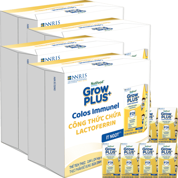 4 Thùng Sữa dinh dưỡng pha sẵn GrowPLUS+ Colos Immunel 110ml, lốc 4 hộp (Từ 1 tuổi)