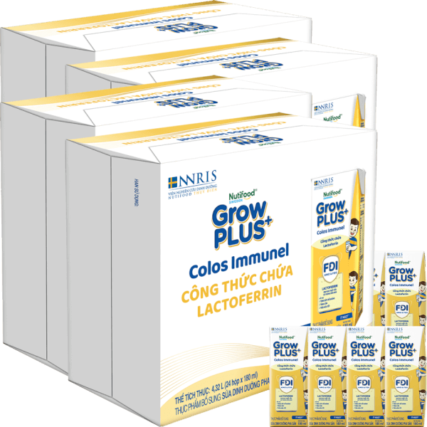 4 Thùng Sữa dinh dưỡng pha sẵn GrowPLUS+ Colos Immunel 180ml, lốc 4 hộp (Từ 1 tuổi)