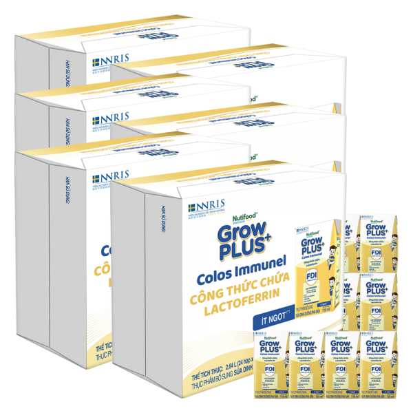 6 Thùng Sữa dinh dưỡng pha sẵn GrowPLUS+ Colos Immunel 110ml, lốc 4 hộp (Từ 1 tuổi)